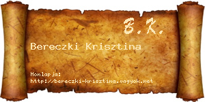Bereczki Krisztina névjegykártya